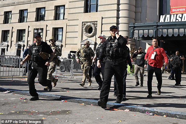 A large police presence descended on Union Square after gunshots were heard at the Kansas City Chiefs Superbowl parade.