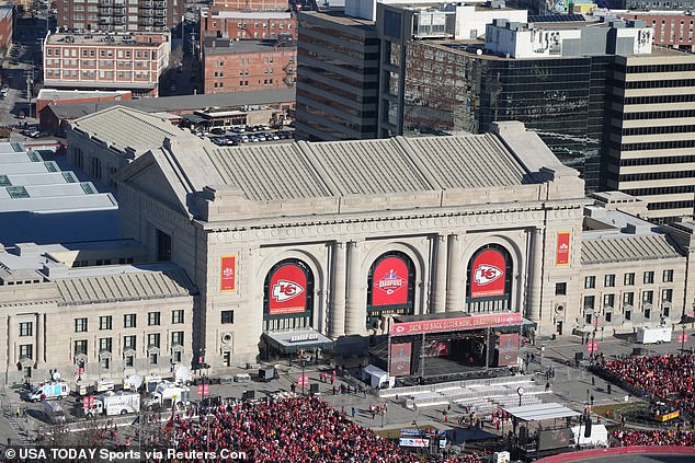 General view of Union Station where the shooting occurred, just after the crew took the stage around 3:30 p.m.