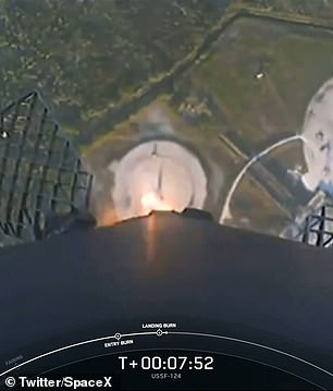 Falcon 9 first stage booster landed eight minutes after launch