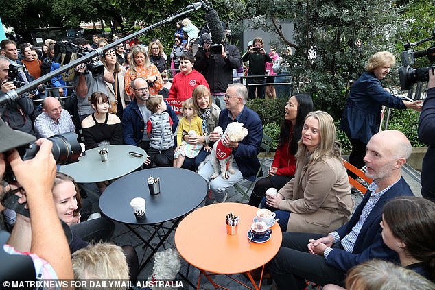 Anthony Albanese mingled with excited locals and friends outside a cafe in Marrickville