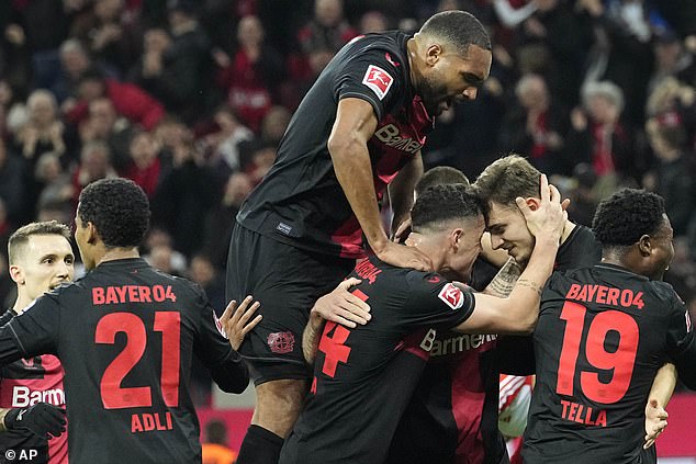 Bayer Leverkusen is five points behind Bayern in the Bundesliga after beating them 3-0