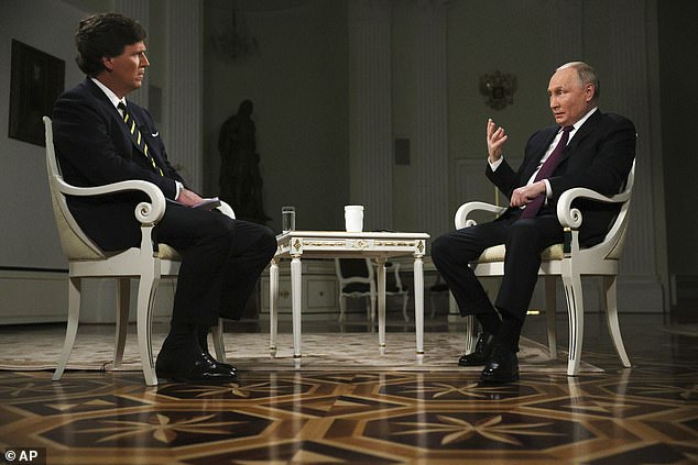 During the interview, Putin urged the United States to stop supplying weapons to Ukraine, a position echoed by Carlson and amplified by the Kremlin's propaganda media.