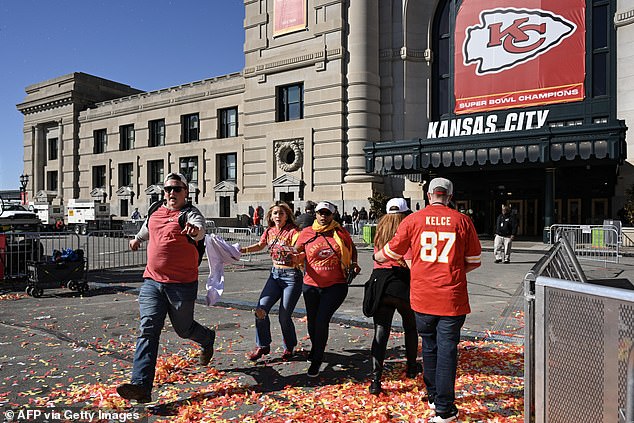 Police evacuated the train station as large crowds fled in panic after gunshots were heard, and up to a million people are expected to have arrived in Kansas City for the parade.