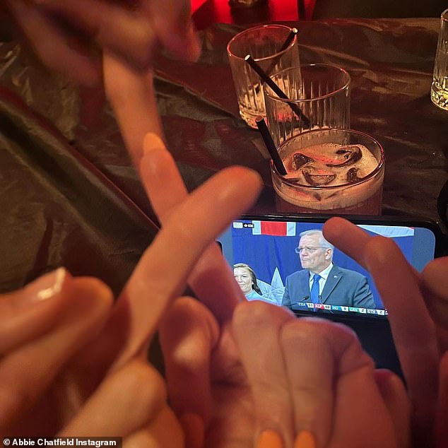 Finger: While watching a video of Morrison's concession speech, the reality star, 26, gave the screen the middle finger as he mocked the politician to his friends.