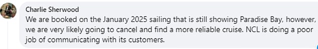Meanwhile, other passengers have taken to Facebook in a group titled Norwegian Star South America & Antarctica to express their disappointment.