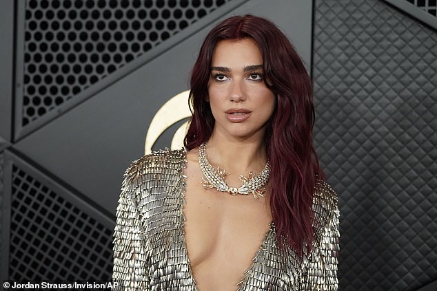 The reason Dua Lipa (pictured on February 4) is on the rappers' 'kill list' is because of her calls for a ceasefire in the ongoing war in Gaza between the IDF and Hamas in the social networks.