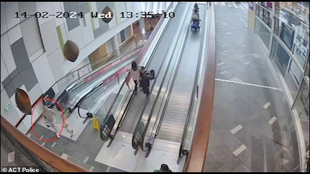 The alleged thief was seen going up an escalator with his alleged victim chasing him