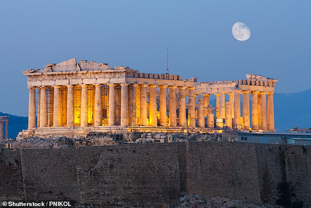 Guided tours of Athens from the historic Greek port of Piraeus were also planned.  File image shows the Parthenon in the Greek capital