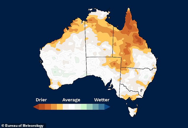 Parts of northern Australia, including parts of northern Queensland, are likely to see below-average rainfall in March and May, the Bureau's long-range forecast suggests.
