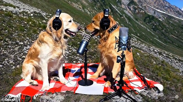 When an X user requested 'Two golden retrievers podcasting on a mountaintop,' Sora complied