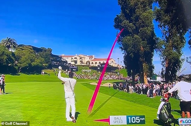 The 48-year-old dropped his club shortly after making contact as the ball sailed to the right.