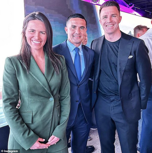 Danika and her ex were last seen publicly together at an event to launch the new BYD electric car and showroom in Alexandria (pictured with football legend Tim Cahill, centre).