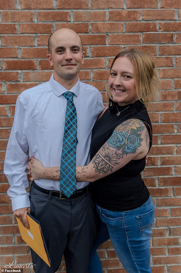Robert 'RJ' Leonard (pictured left with his wife), deputy with the Meigs County Sheriff's Office, made a chilling call to dispatch Wednesday night, saying 