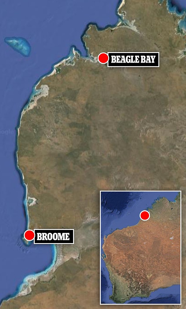 Beagle Bay is a small community about 128 kilometers north of Broome in Western Australia.