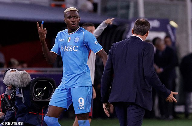 Osimhen has looked frustrated at Napoli at times this season and could leave the club this summer.