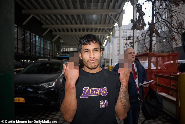 Jhoan Boada, 22, was arrested in connection with the attack and was photographed leaving the courthouse with his middle finger raised toward reporters. He was not charged Thursday.