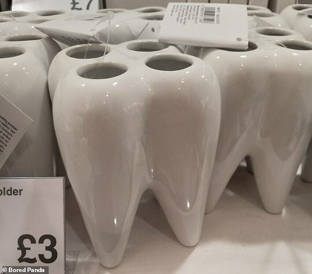 No! One toothbrush holder, seen in the UK, was shaped like a tooth and had no drainage holes, making it a perfect environment for drool.