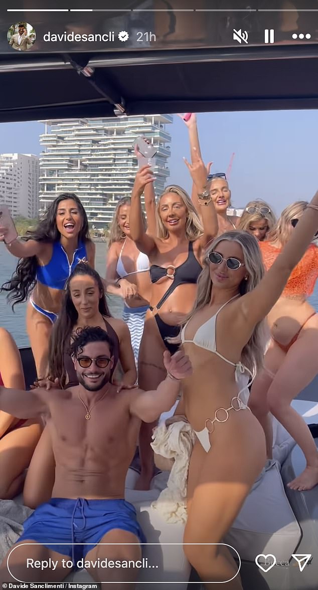 The newly single businessman seems to be making the most of his time, as he shared a clip on his Instagram Stories where he is captured dancing and laughing with a crowd of stunning bikini-clad girls.