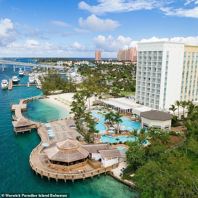 The victim was traveling with her daughter when she was allegedly kidnapped and raped by another guest at the Warwick Hotel Paradise Island Bahamas (above) on January 28.