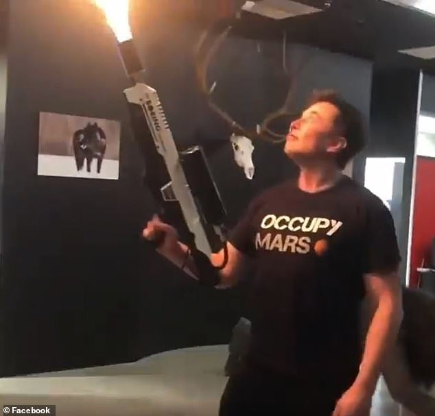 Videos posted online show it can shoot a thick flame more than five feet long. Musk played with the device in tight office environments, said the engineer, who at one point feared Musk would set someone's hair on fire.
