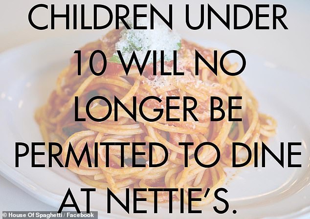 The Reddit user's call for restaurants to be child-free comes just a year after Nettie's, a New Jersey restaurant, sparked furious debate when it banned children under 10 from dining.