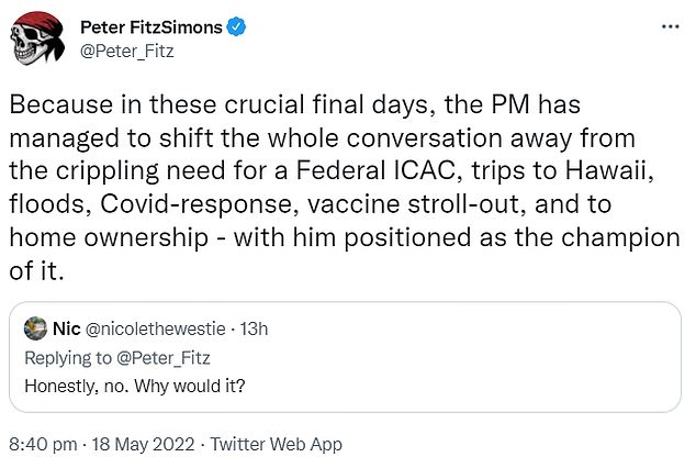 FitzSimons claimed that the Prime Minister had repositioned himself as the 