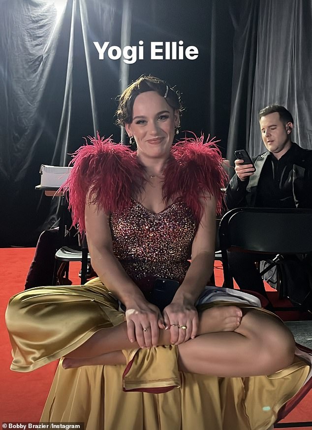 Later that day, Bobby shared a sweet photo of Ellie on Instagram from behind the scenes of the Strictly show at The O2 Arena, captioning the post 'yogi Ellie', as she sat cross-legged.