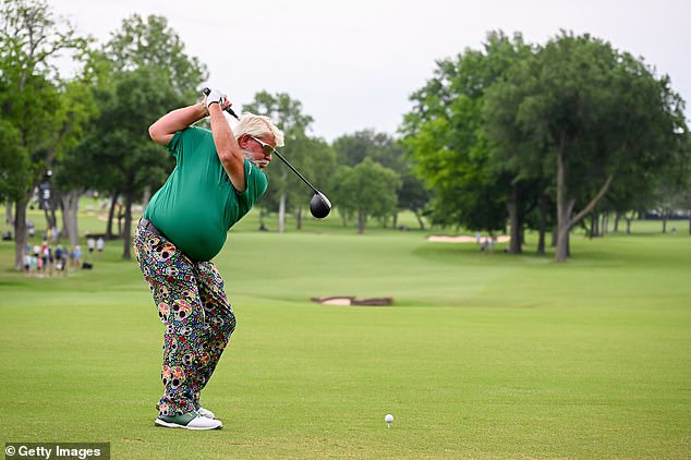Daly also turned heads on the course with his pants, which featured dozens of skeletons, seen here during the first round of the 2022 PGA Championship at Southern Hills Country Club in Tulsa, Oklahoma, in May 2022.