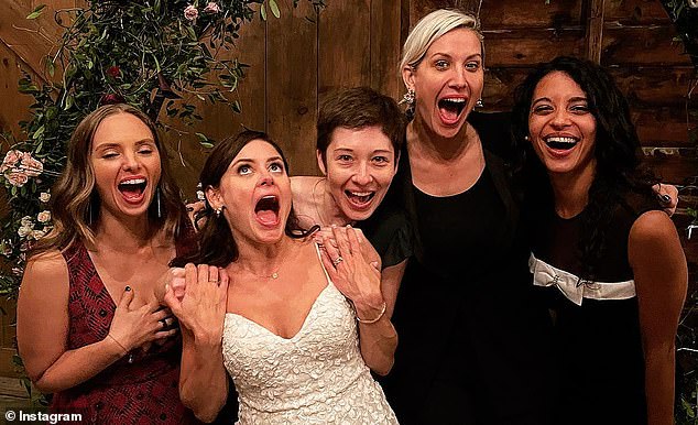 Joanna (pictured far right) first discovered that some brides needed extra guests to attend their wedding through a brides-to-be group on Facebook.