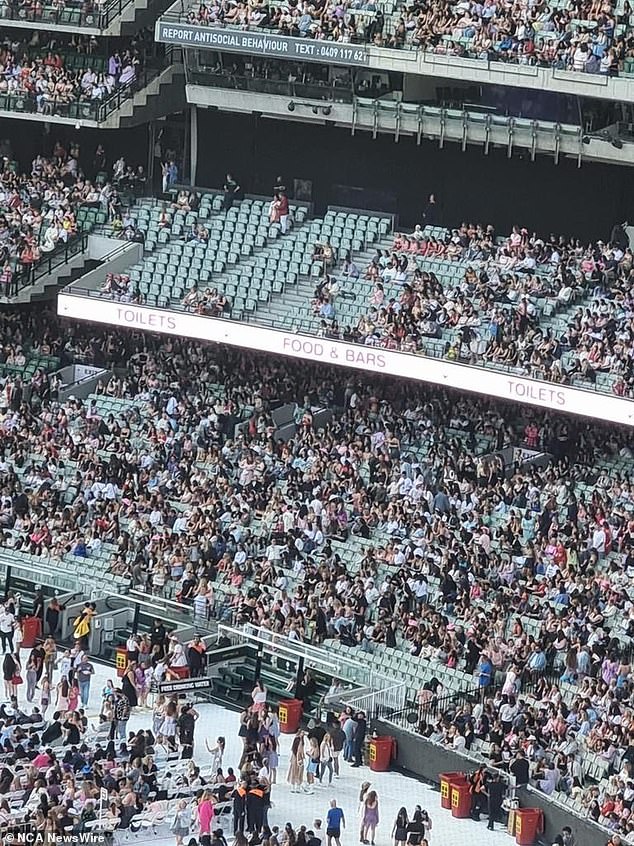 Melbourne Swifties have taken to social media to share images of hundreds of empty seats. Image: Facebook.
