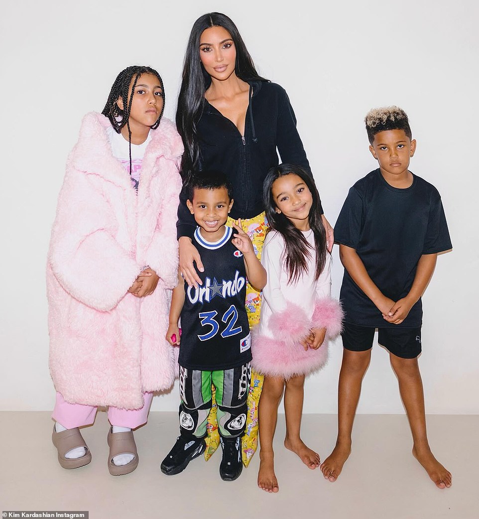 Kim made sure to gather her four children (North, Psalm, Chicago and Saint) together for a family photo.
