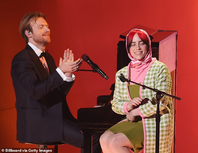 Billie and Finneas are nominated for an Oscar for their song 'What Was I Made For?', included on the Barbie soundtrack.  The superstar brothers won two Grammy Awards for the song earlier this month;  Photographed at the Grammys