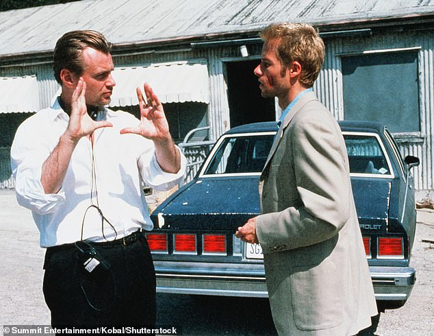 After debuting as a writer and director with the low-budget independent film Following, Nolan directed the acclaimed neo-noir psychological mystery thriller Memento (2000), starring Guy Pearce in a one-off production;  Seen with Pearce