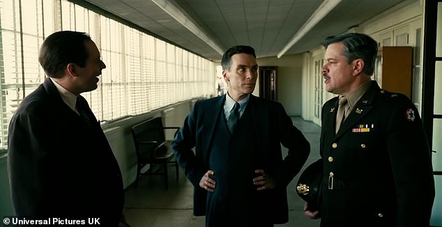 The British actor earned one of the film's 13 Academy Award nominations;  Murphy appears in a scene with Benny Safdie and Matt Damon in Oppenheimer.