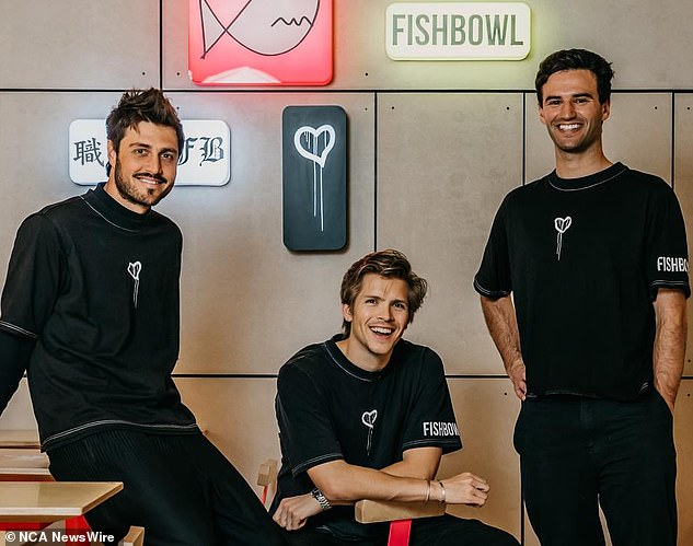 Fishbowl founders Nathan Dalah, Nic Pestalozzi and Casper Ettelson at the Parramatta restaurant. Photo: Nikki A
