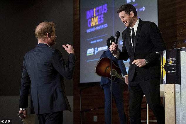 Bublé went on to perform a rewritten version of Frank Sinatra's 'My Way' filled with nods to Prince Harry.