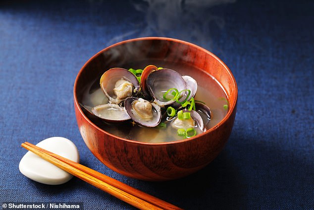 Miso and clam soup, a popular Japanese hangover ointment