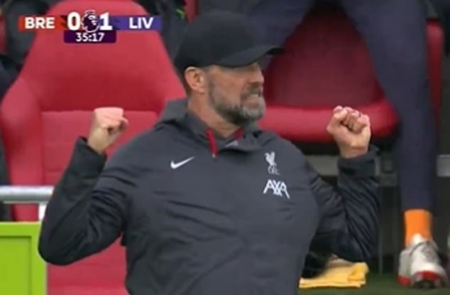 Coach Jurgen Klopp became nervous when he saw his striker try to finish.