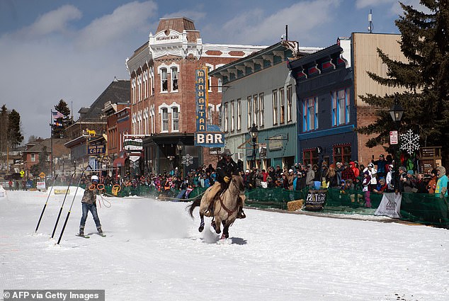 The winter sport involves skiers being towed by horses through fiery obstacles and launched into death-defying jumps.