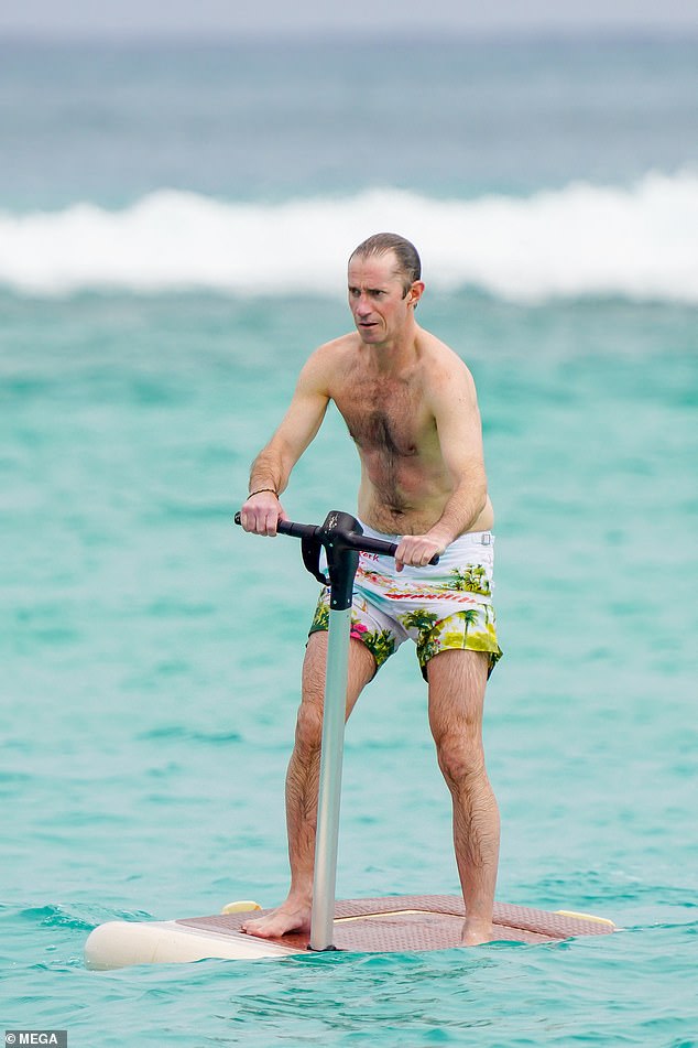 James Matthews wearing Hawaiian-print shorts on the Caribbean island of St Barts