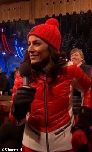 Judge Davina McCall, who also co-hosted The Jump with Alex in 2014, had already pieced together the clues and guessed her friend's identity (pictured on The Jump).