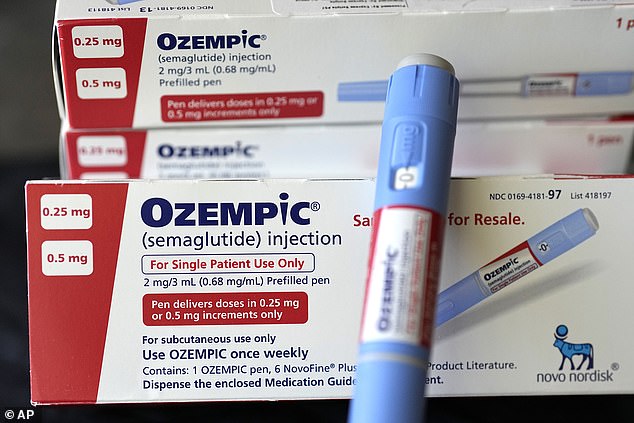 One study found that patients taking Ozempic, also known as semaglutide, pictured left, were 44 percent less likely to develop an infection in a newly implanted joint.