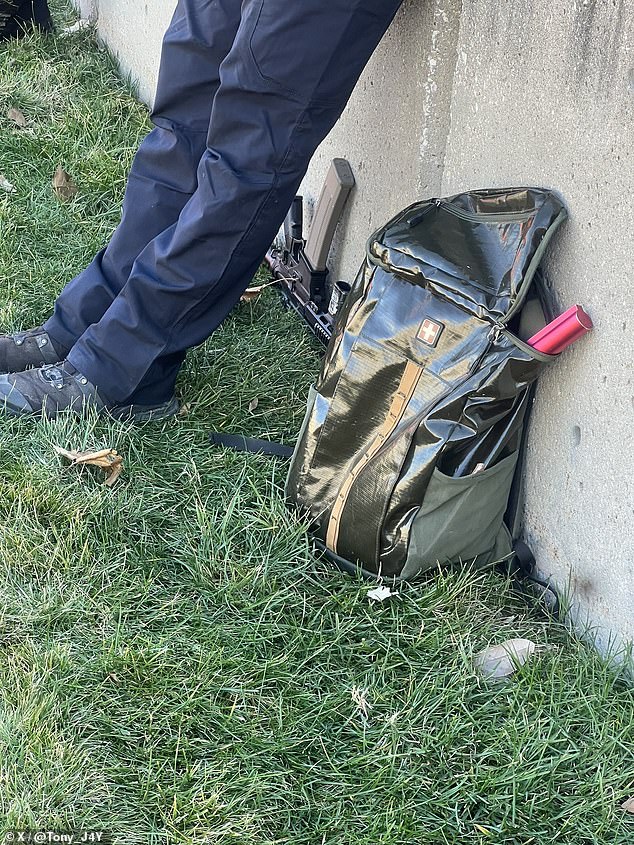 Footage shows a rifle placed next to a backpack following the fatal shooting that claimed one person's life on Wednesday.