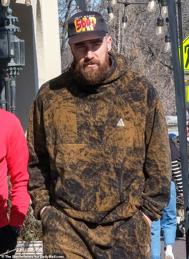 Kelce was seen outside while going to lunch with a friend on Saturday.