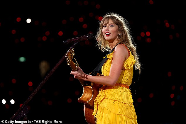 Swift is seen performing at the Melbourne Cricket Ground on Friday night as part of her Eras Tour.