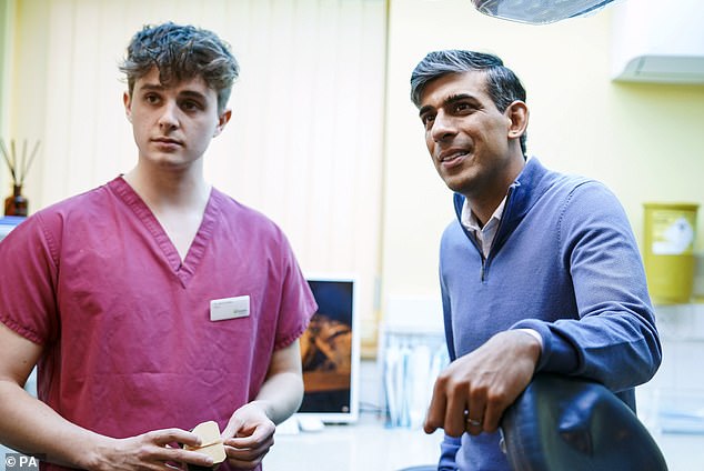 Prime Minister Rishi Sunak speaks to staff and patients during a visit to the Gentle Dental practice in Newquay, Cornwall, earlier this month.
