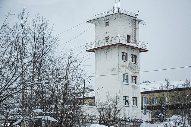 A view of the entrance to the IK-3 penal colony in the town of Kharp, in the Yamalo-Nenetsk region, about 1,900 kilometers (1,200 mi) northeast of Moscow, Russia.
