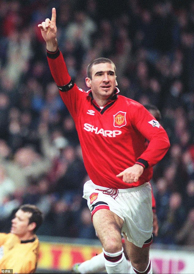The French footballer turned singer left fans speechless when he saw him take to the stage with his new single (pictured playing for Manchester United in 1996).