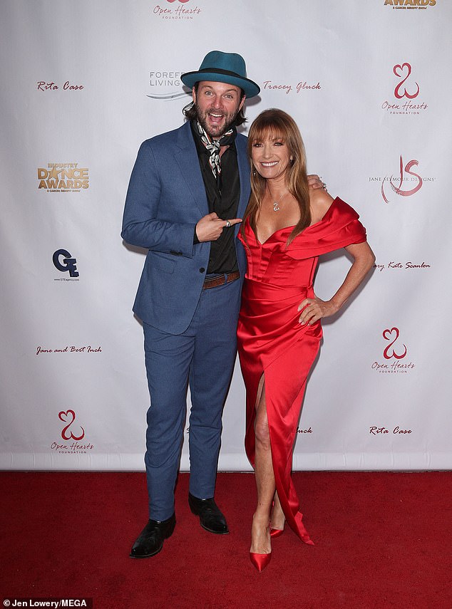 Keith Harkin and John Zambetti joined Jane as they posed for photos on the red carpet.