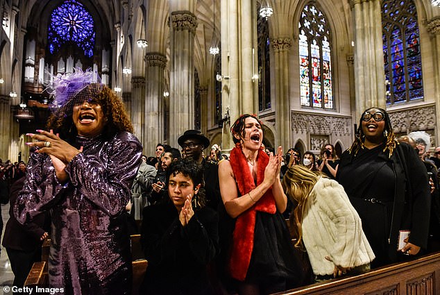 About 1,000 friends and admirers packed St. Patrick's Cathedral for the raucous funeral on February 15.